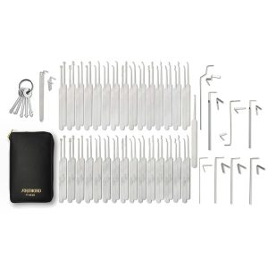 75-delige lockpick set met dunne picks, spanningsgereedschap en luxe lederen etui