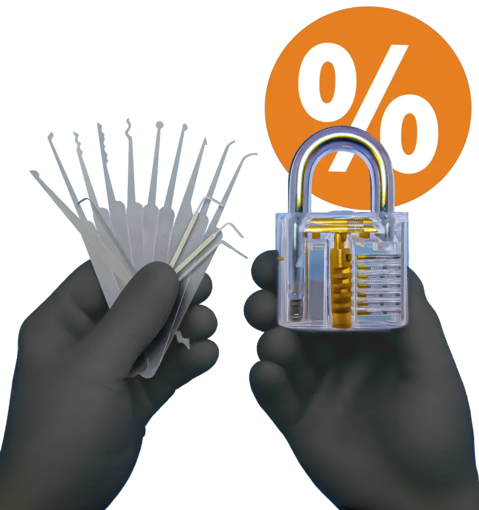LPXS 15 lockpick set met doorzichtig hangslot aanbieding