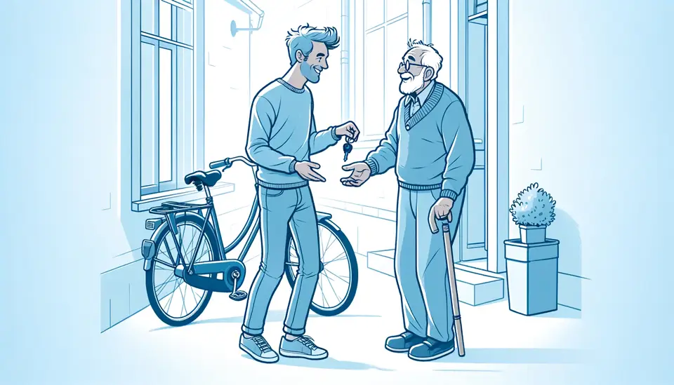 Geef je buren een reserve kopie van je fietssleutel om je fietssleutel niet nog eens kwijt te raken.