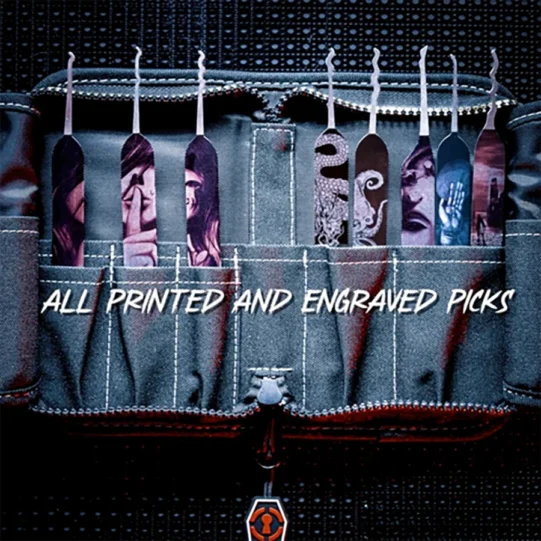 Gegraveerde lockpicks in Sparrows Vennox lockpick set